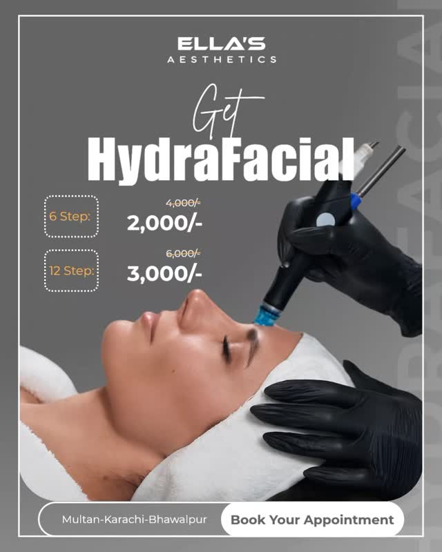 Glow that show, from the very first session ✨

Experience deep cleansing, hydration + instant radiance with Hydra Facial.

6 Steps Hydra Facial: 2,000/-
12 Steps Hydra Facial: 3,000/-

Book your appointment today!

#ellasaesthetics #hydrafacialglowup #SkinHydration #deepcleanse #glowup